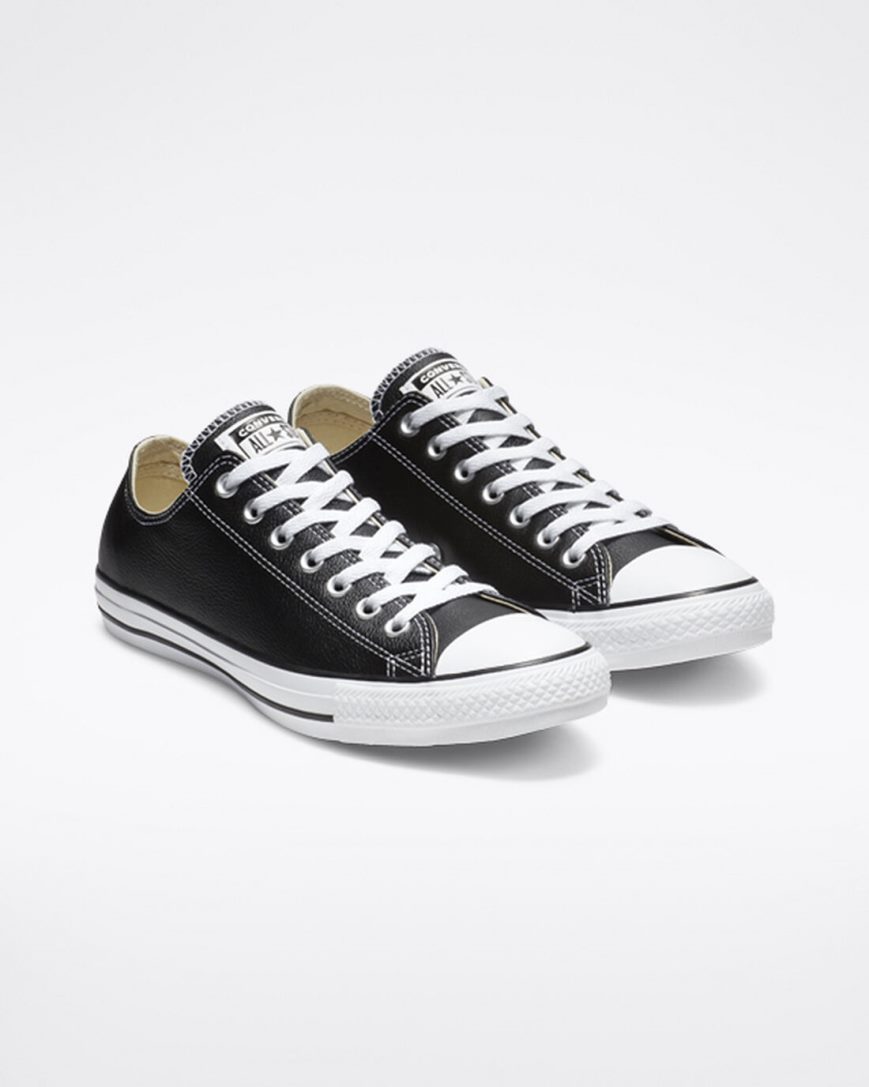 Men's Converse Chuck Taylor All Star Leather Low Top Shoes Black | AU 5E693U
